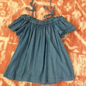 Off the Shoulder, Denim Blue Blouse